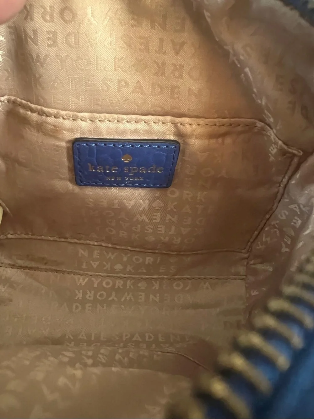 kate spade cobalt blue leather perforated crossbody bag